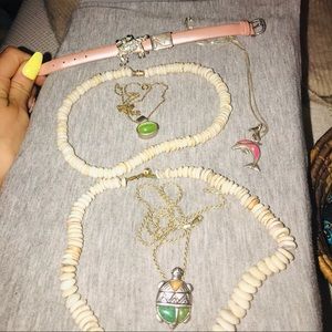 5 necklaces, 1 genuine leather frog bracelet